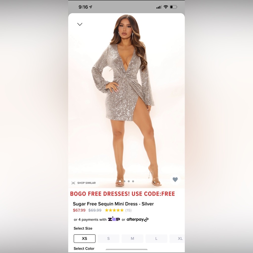 Fashion Nova Sequin Mini Dress - Silver